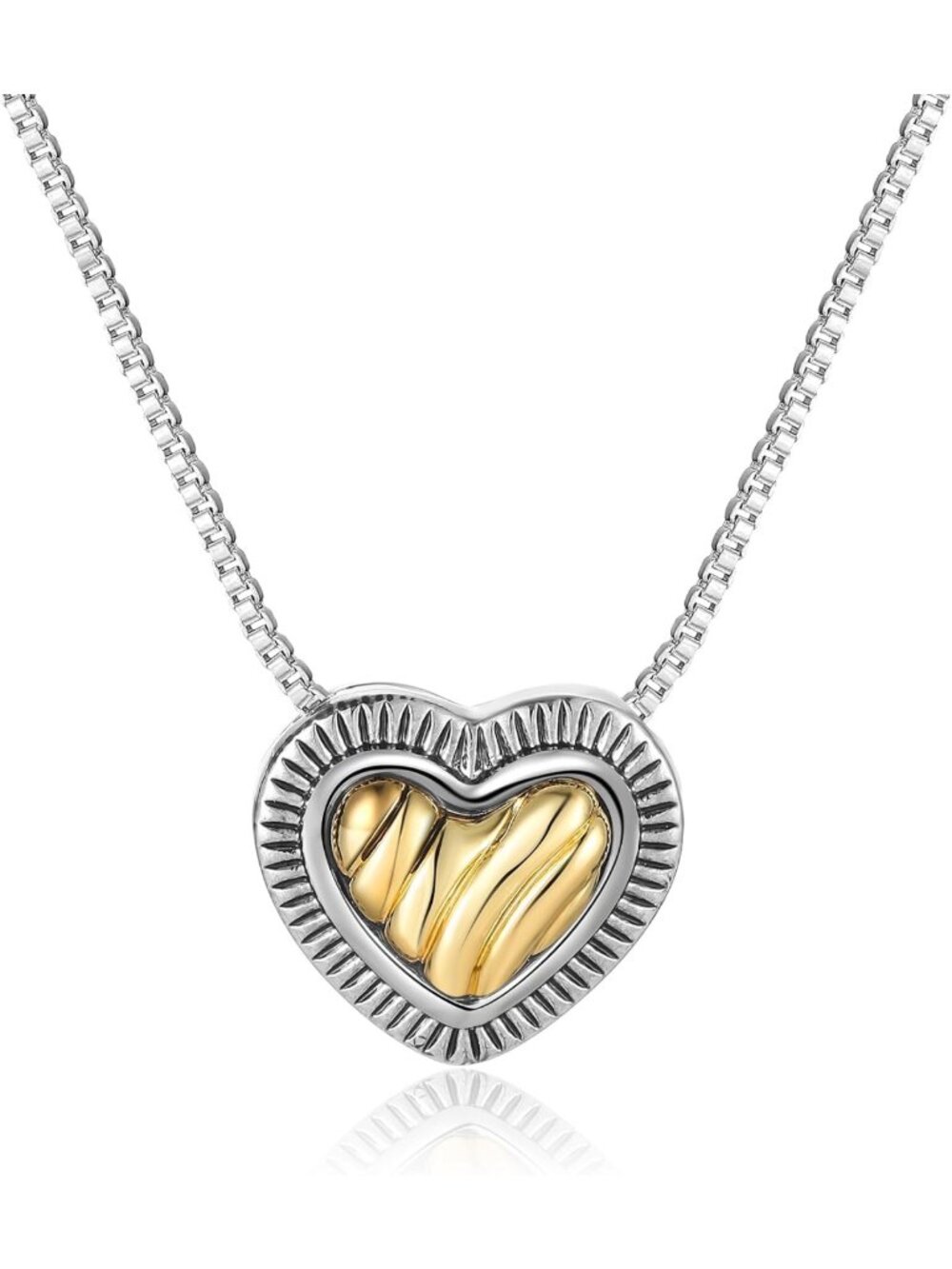 Two-Tone Heart Pendant Necklace for Women | Wire Statement Jewelry Gift